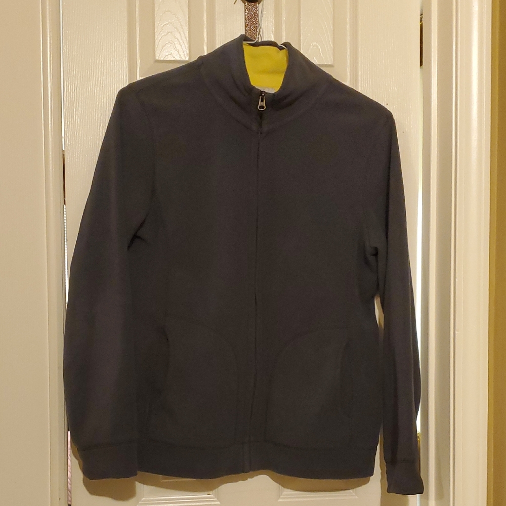 Old Navy Charcoal And Yellow Fleece Jacket